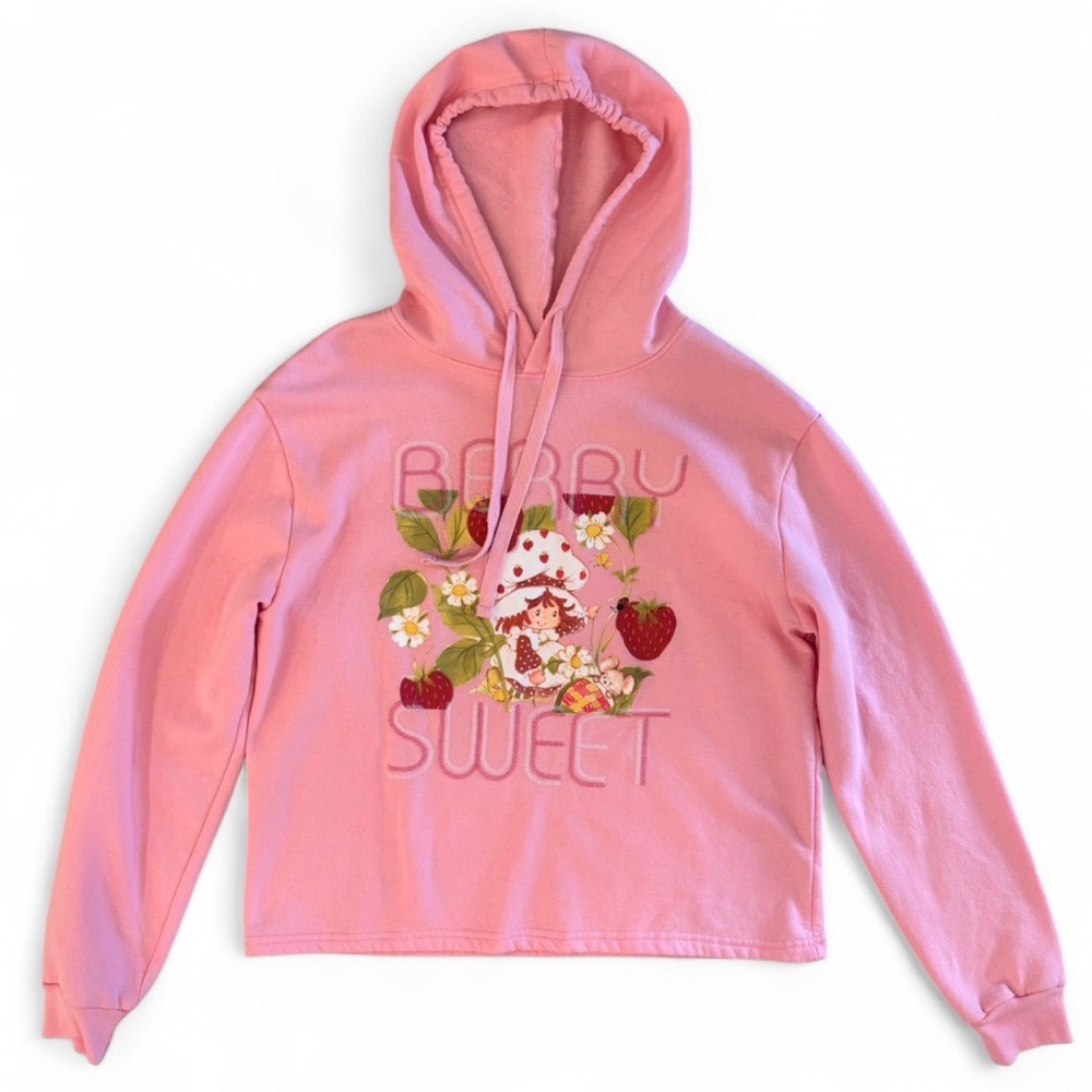 Strawberry Shortcake Berry Sweet Pink Hoodie Lightweight Fleece Size L